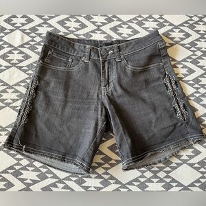 Prana Jean Shorts with Embroidered Detail on sides size 0 Black/Grey